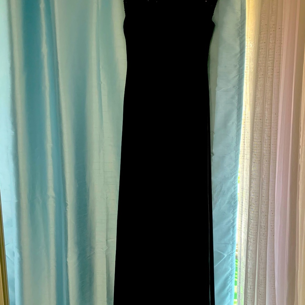 A long  black cocktail dress